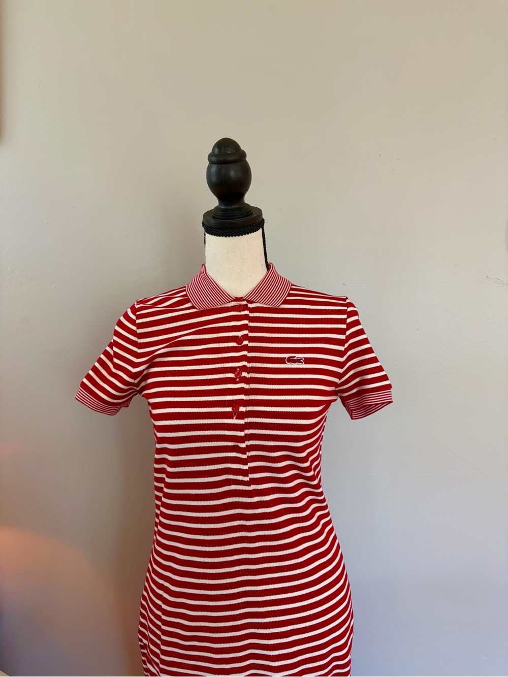 Lacoste Red and White Striped Polo tennis dress